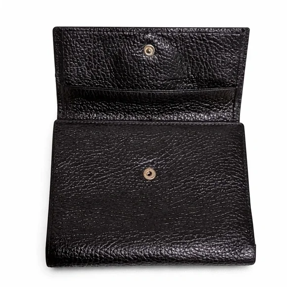 Vintage Gianni Versace Medusa Black Pebbled Leather Trifold Billfold Wallet - Picture 2 of 7